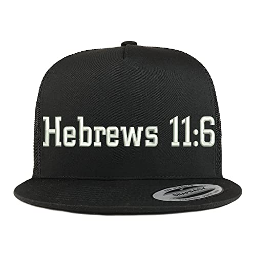 Trendy Apparel Shop Hebrew 11:6 5 Panel Flatbill Trucker Cap