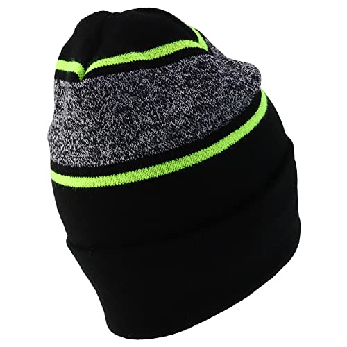Trendy Apparel Shop Made in USA Striped Contrasting Stripes Long Cuff Beanie