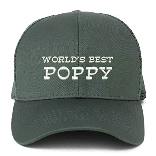 Trendy Apparel Shop XXL World's Best Poppy Embroidered Structured Trucker Mesh Cap