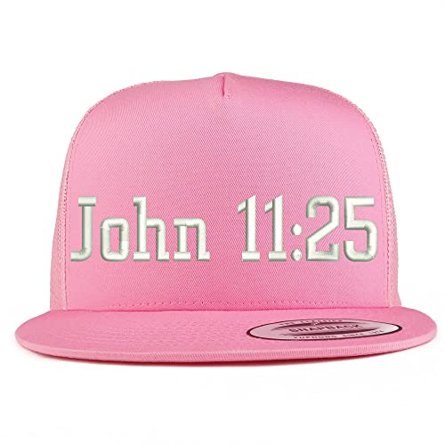 Trendy Apparel Shop John 11:25 5 Panel Flatbill Trucker Cap
