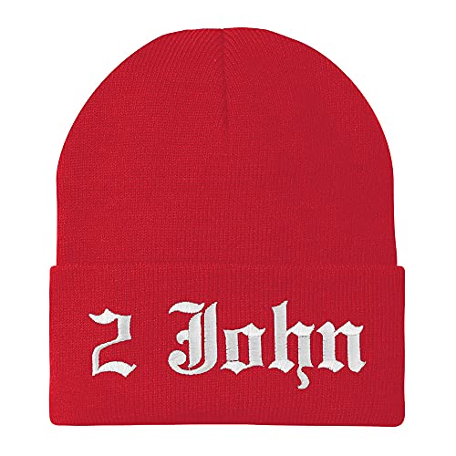 Trendy Apparel Shop 2 John Old English Embroidered Long Cuff Beanie