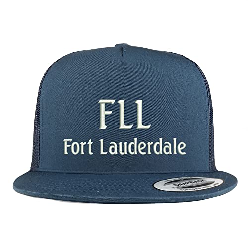 Trendy Apparel Shop FLL Fort Lauderdale Embroidered 5 Panel Flatbill Trucker Cap