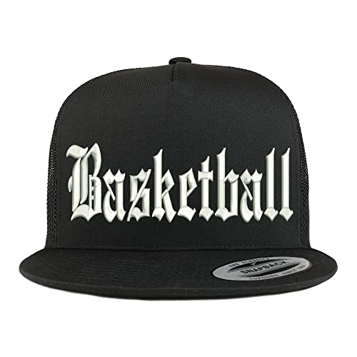Trendy Apparel Shop Old English Basketball 5 Panel Flatbill Trucker Cap