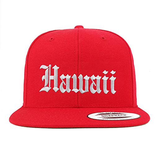 Trendy Apparel Shop Hawaii State Old English Embroidered Flatbill Snapback