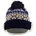 Trendy Apparel Shop Youth Size Kid's Warm Acrylic Brim Knit Winter Print Trapper Hat with Pom Pom