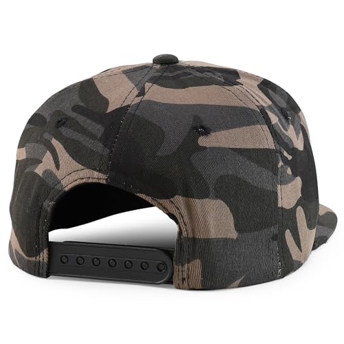 Trendy Apparel Shop 7 Panel Cotton Structured Flat Bill Camper Style Snapback Cap