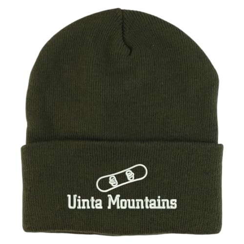 Trendy Apparel Shop Uinta Mountains Snowboard Logo Embroidered Long Cuff Beanie