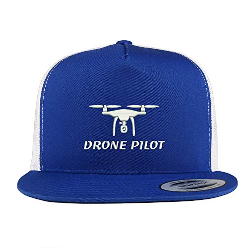 Trendy Apparel Shop Flexfit Drone Pilot Embroidered 5 Panel Flatbill 2-Tone Mesh Cap