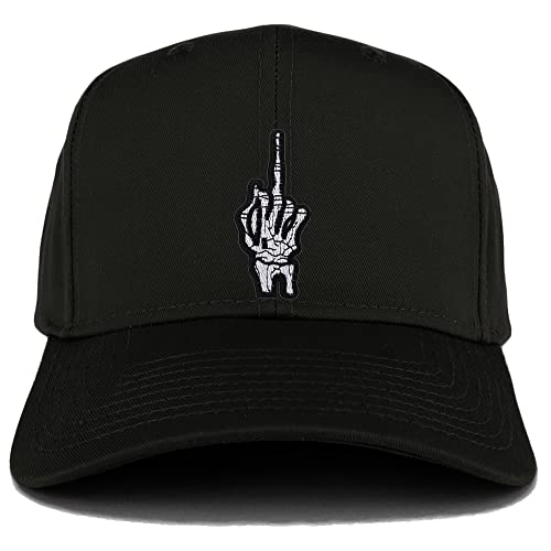 Trendy Apparel Shop Skeleton Middle Finger Patch Structured Baseball Cap