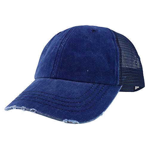 Trendy Apparel Shop Oversized XXL Pigment Dyed Distressed Trucker Baseball Cap