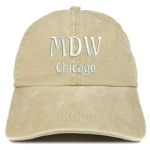 Trendy Apparel Shop MDW Chicago Embroidered Pigment Dyed Washed Baseball Cap