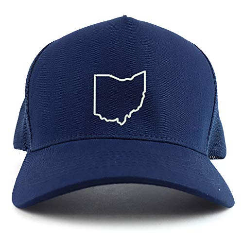 Trendy Apparel Shop Ohio State Outline Embroidered Oversized 5 Panel XXL Trucker Mesh Cap