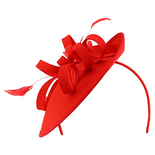 Trendy Apparel Shop Ladies Satin Fascinator with Feathers and Loop Bands
