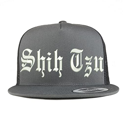 Trendy Apparel Shop Old English Shih Tzu 5 Panel Flatbill Trucker Cap