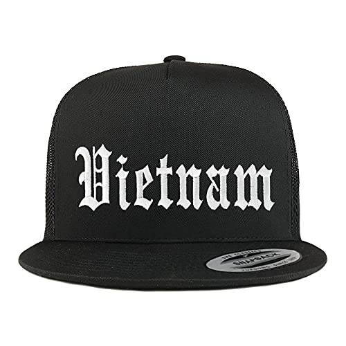 Trendy Apparel Shop Vietnam Old English 5 Panel Flatbill Trucker Cap