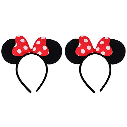 Trendy Apparel Shop Polka Dot Ribbon Ear Headband 2 Pack Set