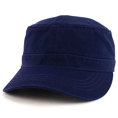 Trendy Apparel Shop Cotton Army Cap Military Flat Top Adjustable Baseball Cap