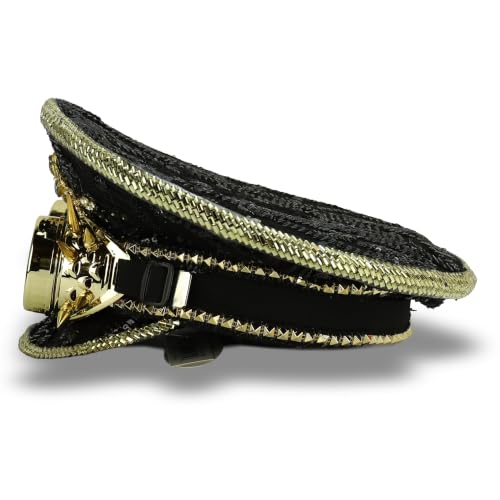 Trendy Apparel Shop Festival Party Sparkly Sequin Rhinestone Captain Hat
