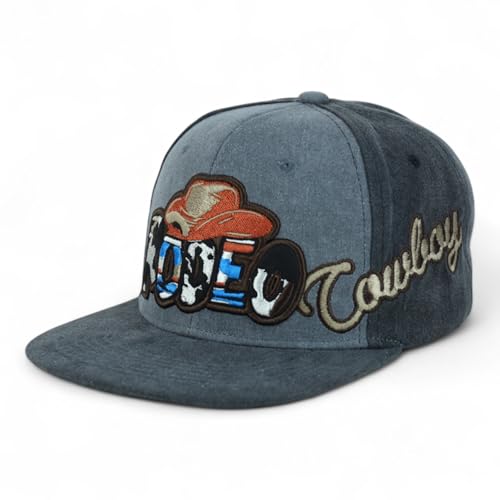 Trendy Apparel Shop Rodeo Design Embroidered Washed Cotton Flat Bill Snapback Cap