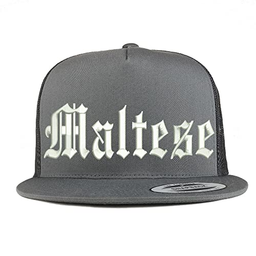 Trendy Apparel Shop Old English Maltese 5 Panel Flatbill Trucker Cap