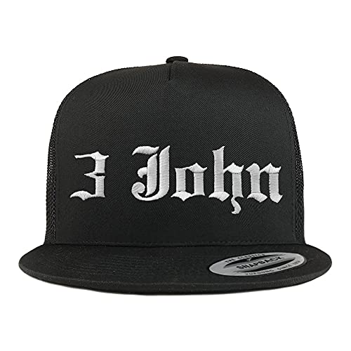 Trendy Apparel Shop 3 John Old English 5 Panel Flatbill Trucker Cap