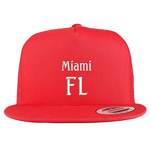 Trendy Apparel Shop Miami FL Embroidered 5 Panel Flatbill Trucker Cap
