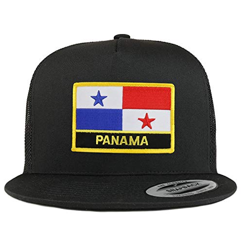 Trendy Apparel Shop Flexfit XXL Panama Flag 5 Panel Flatbill Trucker Mesh Snapback Cap