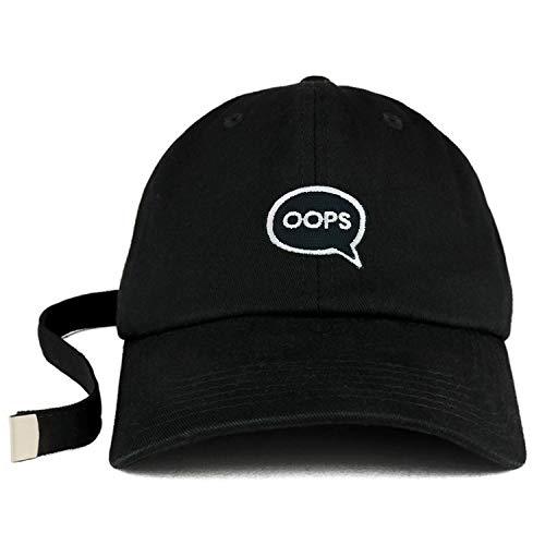 Trendy Apparel Shop Oops Patch Unstructured Extra Long Strap Dad Hat