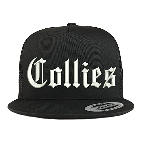 Trendy Apparel Shop Old English Collies 5 Panel Flatbill Trucker Cap
