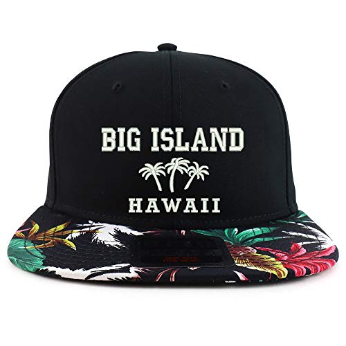 Trendy Apparel Shop Big Island Hawaii Embroidered Floral Flatbill Snapback Cap
