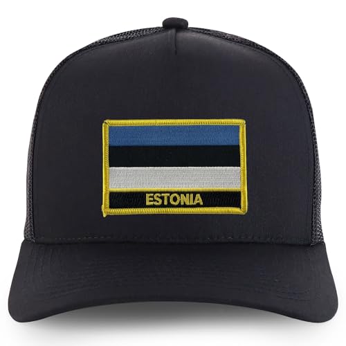 Trendy Apparel Shop Estonia Flag Embroidered Patch 5 Panel Pro Style Mesh Back Cap