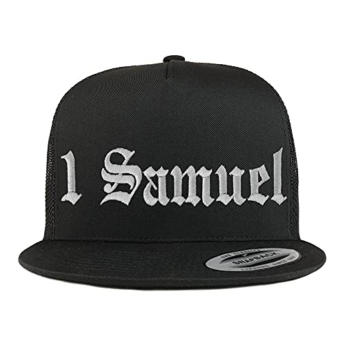 Trendy Apparel Shop 1 Samuel Old English 5 Panel Flatbill Trucker Cap