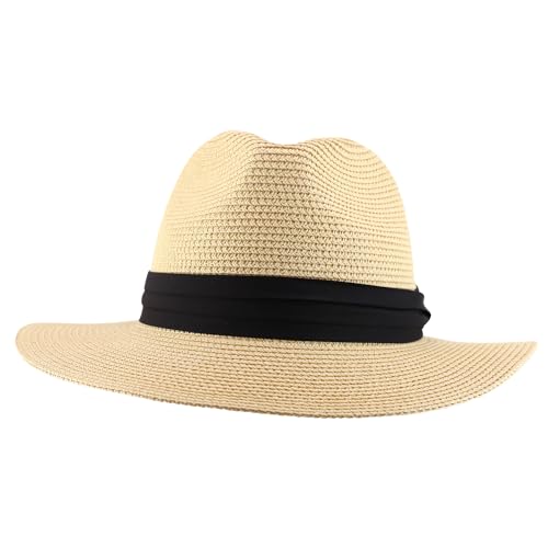 Trendy Apparel Shop Oversize XXL Wide Brim Straw Sun Hat with Chin Strap