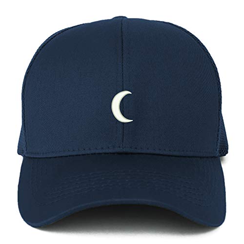 Trendy Apparel Shop XXL Crescent Moon Embroidered Structured Trucker Mesh Cap