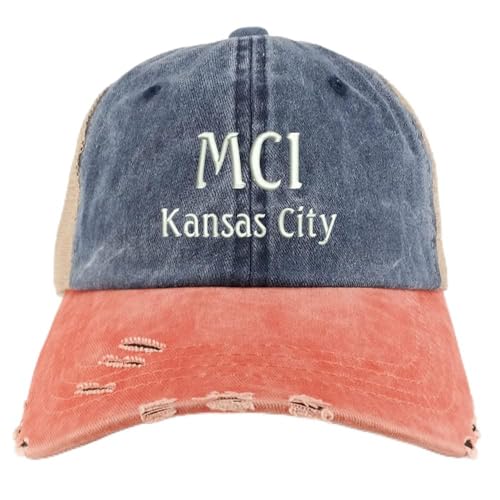 Trendy Apparel Shop MCL Kansas City Embroidered Frayed Bill Trucker Mesh Back Cap
