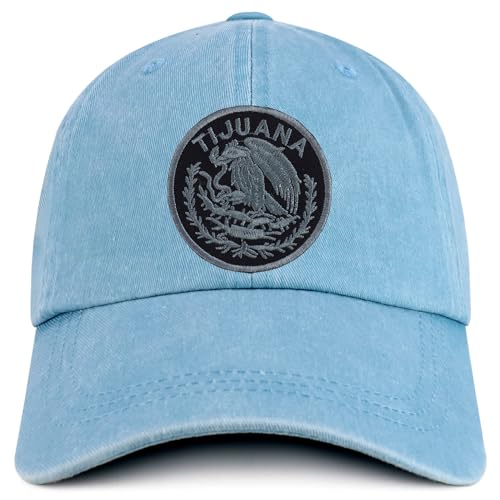 Trendy Apparel Shop Tijuana Mexico Charcoal Embroidered Patch Pigment Dyed Washed Baseball Cap