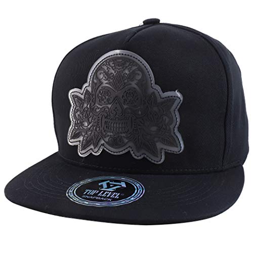 Trendy Apparel Shop Rubber Skull Patch 5 Panel Flatbill Snapback Baseball Cap
