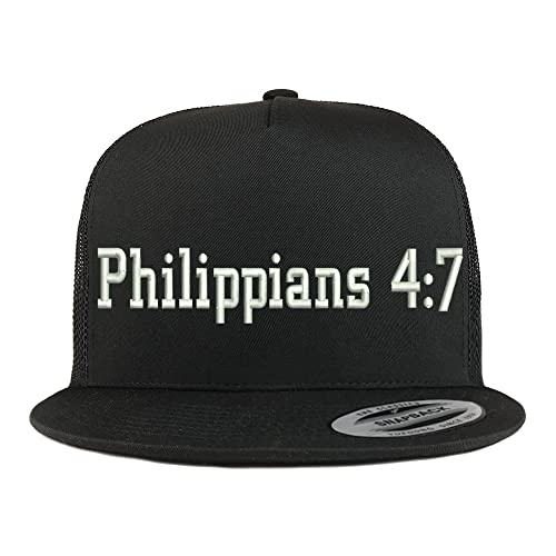 Trendy Apparel Shop Philippians 4:7 5 Panel Flatbill Trucker Cap