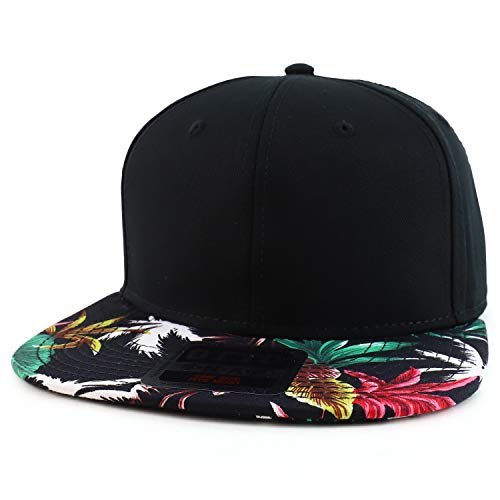 Trendy Apparel Shop Cotton Twill Hawaiian Design Flatbill Snapback Cap