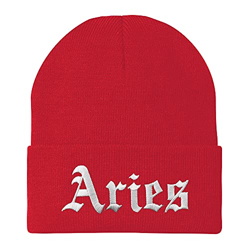 Trendy Apparel Shop Aries Old English Embroidered Long Cuff Beanie