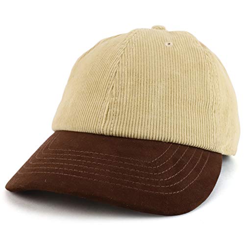 Trendy Apparel Shop 2 Tone 100% Cotton with Synthetic Suede Visor Baseball Cap