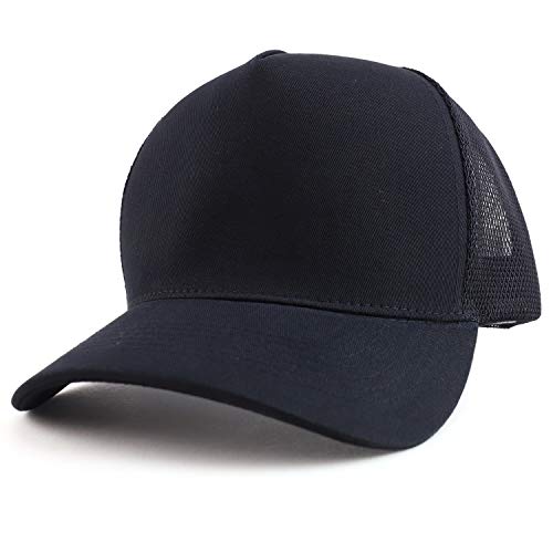 Trendy Apparel Shop Oversized Big 5 Panel Cotton Mesh Back Trucker Baseball Cap