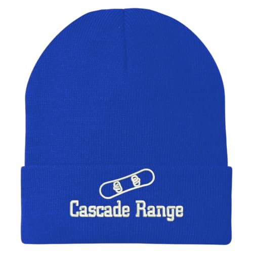 Trendy Apparel Shop Cascade Range Snowboard Logo Embroidered Long Cuff Beanie