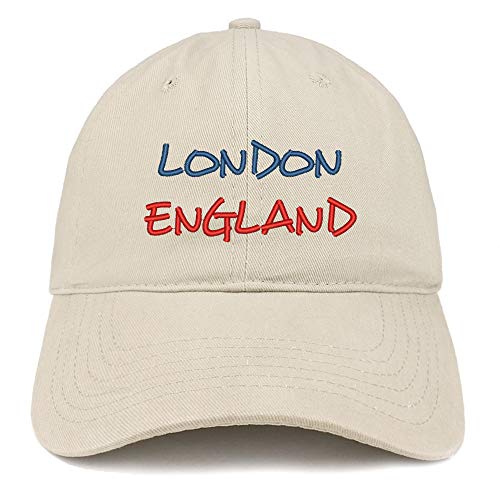 Trendy Apparel Shop London England Text Embroidered Soft Crown 100% Brushed Cotton Cap