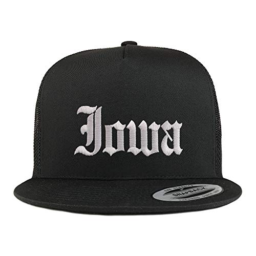 Trendy Apparel Shop Iowa State Old English 5 Panel Flatbill Trucker Mesh Cap