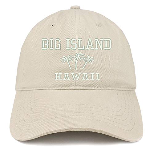Trendy Apparel Shop Big Island Hawaii and Palm Tree Embroidered Brushed Cap