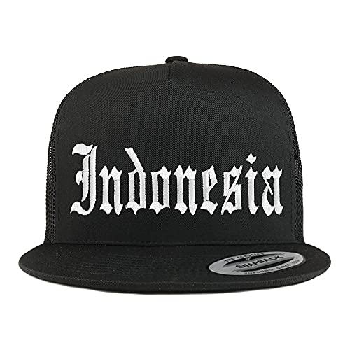 Trendy Apparel Shop Indonesia Old English 5 Panel Flatbill Trucker Cap