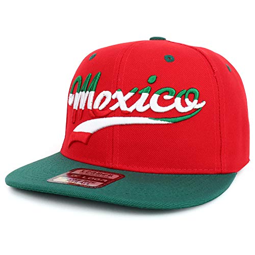 Trendy Apparel Shop Mexico Cursive 3D Embroidered Flatbill Snapback Cap