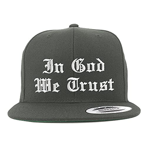 Trendy Apparel Shop in God We Trust Old English Embroidered Flatbill Snapback