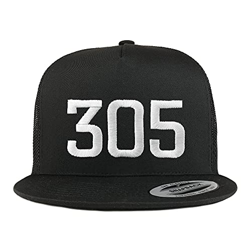 Trendy Apparel Shop Miami 305 Old English 5 Panel Flatbill Trucker Cap